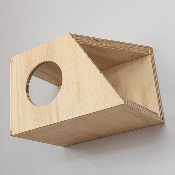 Cat box - small (450mm),view from bottom right showing angles